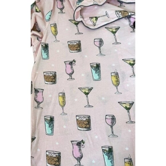 PJ SALVAGE Woman's Sz L Drink Happy Thoughts Pink Pajama Top - Picture 6 of 7